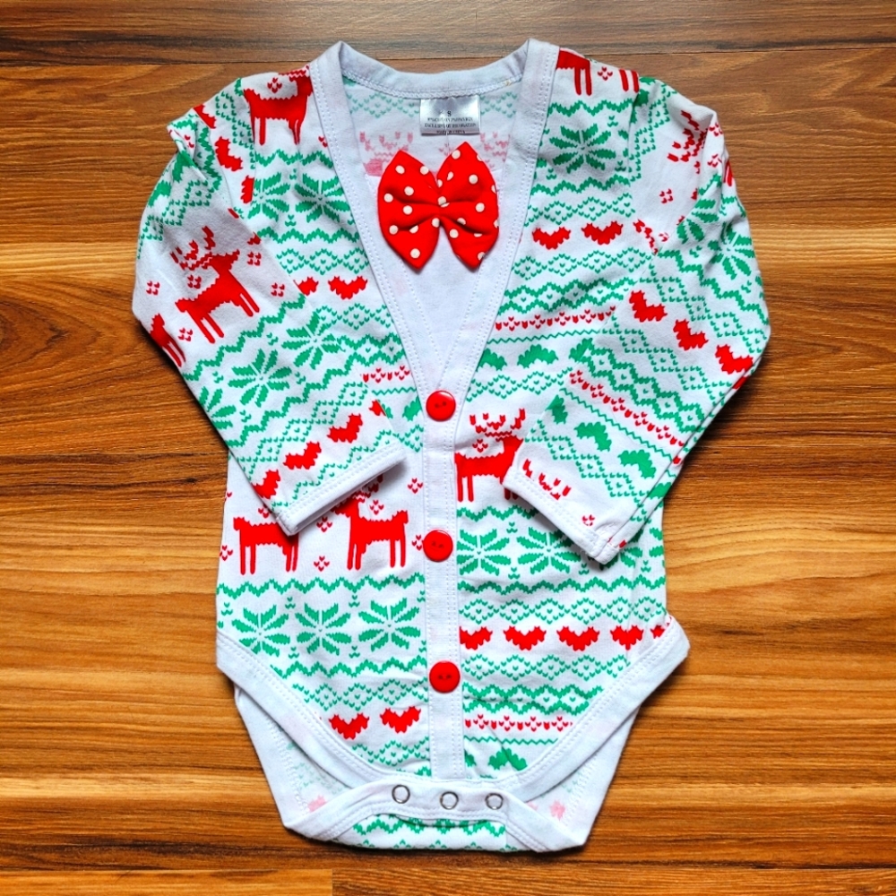 Christmas Ugly Sweater Onesie Infant 3M